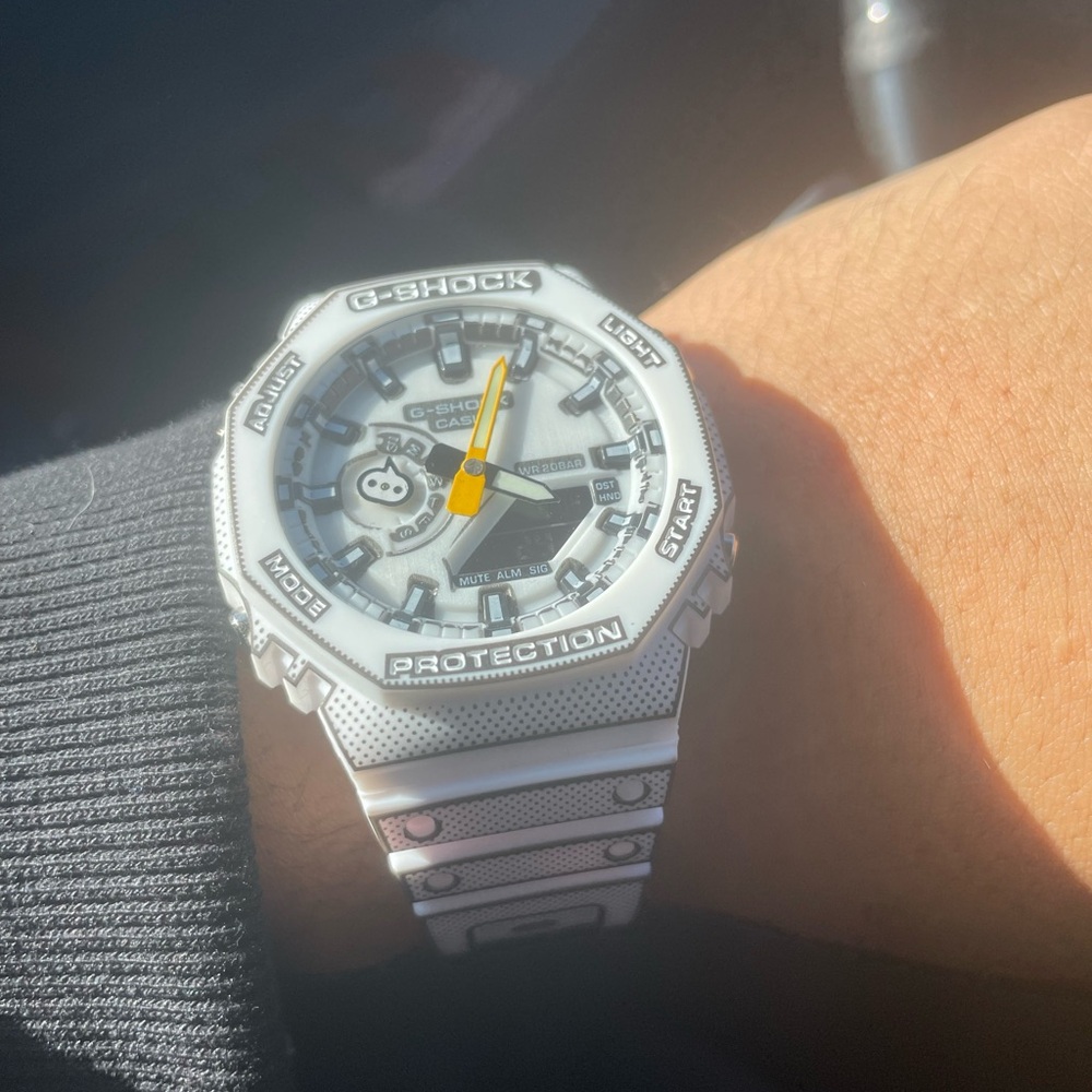 Casio G-Shock White and Gray Watch manga edition